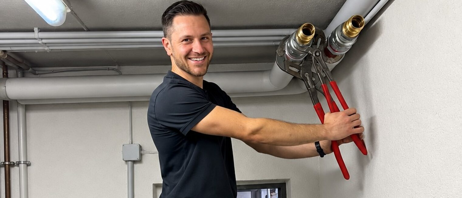 Lars Kitzmann bei der Arbeit an einem Rohr